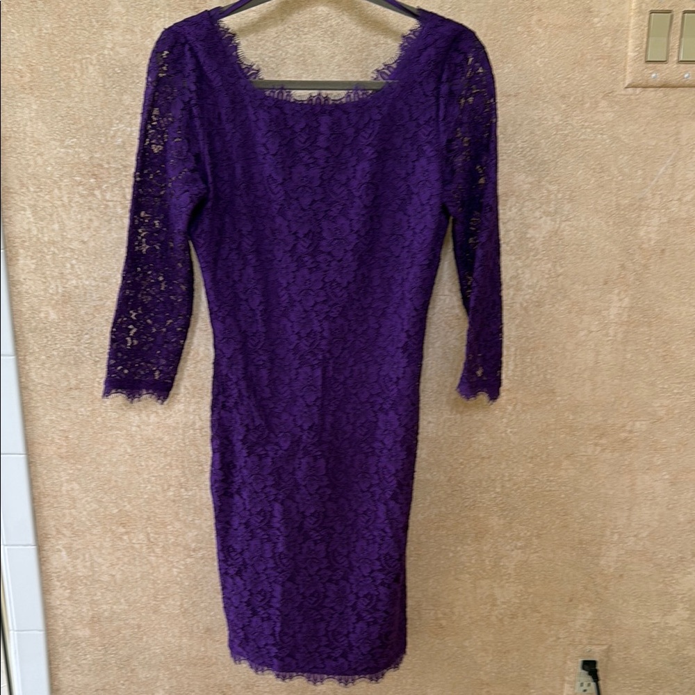 DVF Zarita Elegant Purple Lace Dress size 8